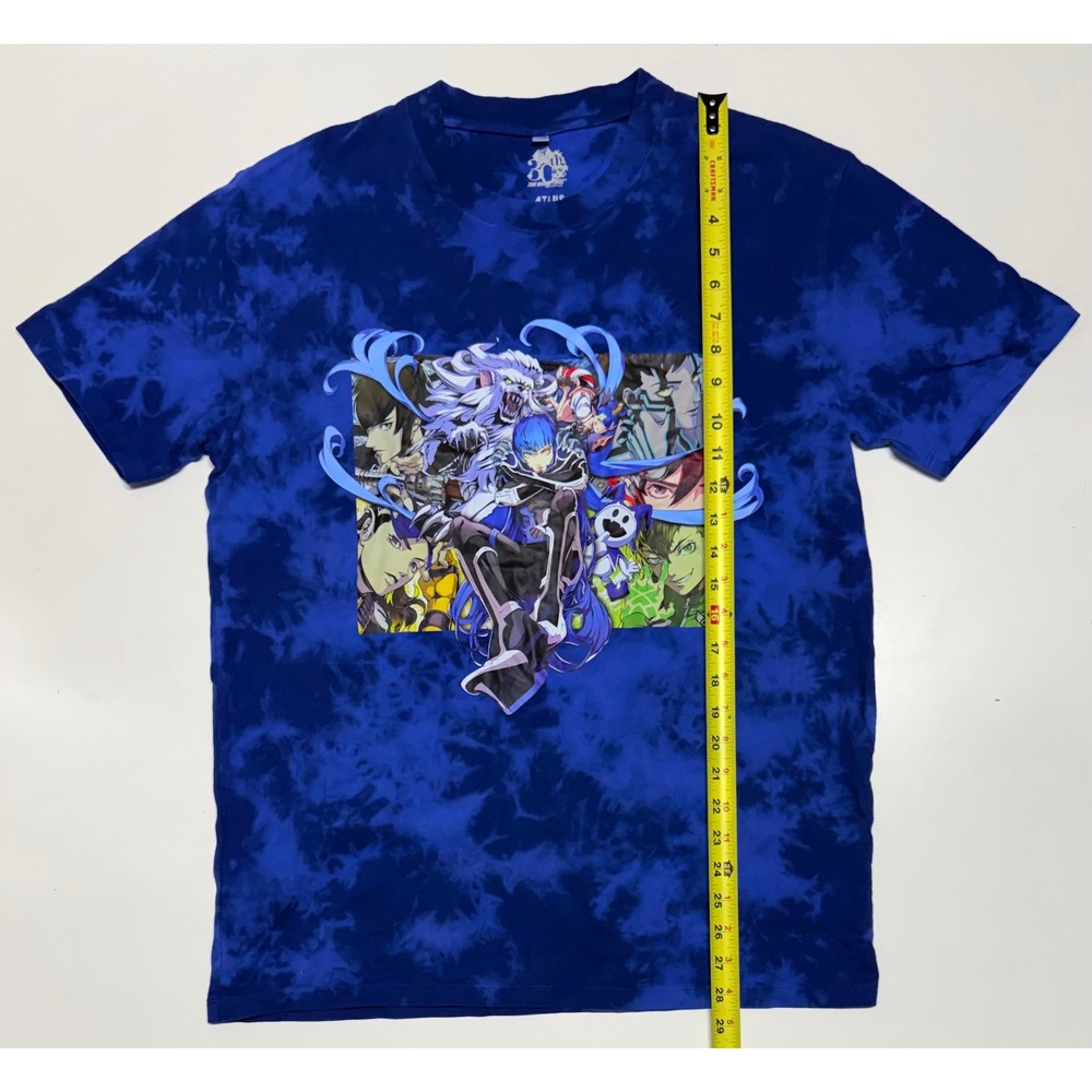 Shin Megami Tensei 30th Anniversary Tie Dye Graphic T-Shirt Blue Mens Medium